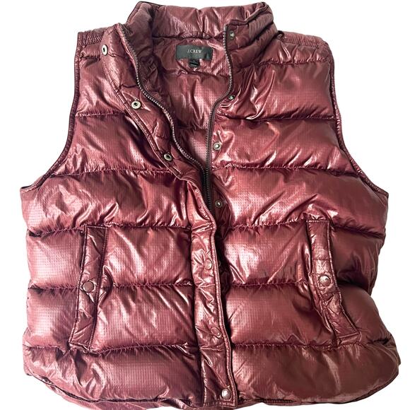 J.Crew Women’s XL Burgundy Down Puffer Vest 70/30 Fill -Quilted Nylon Liner - Picture 8 of 10